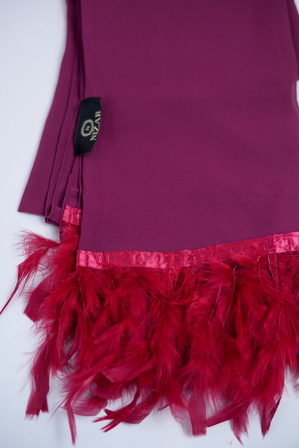 Maroon Feather Chiffon Hijab