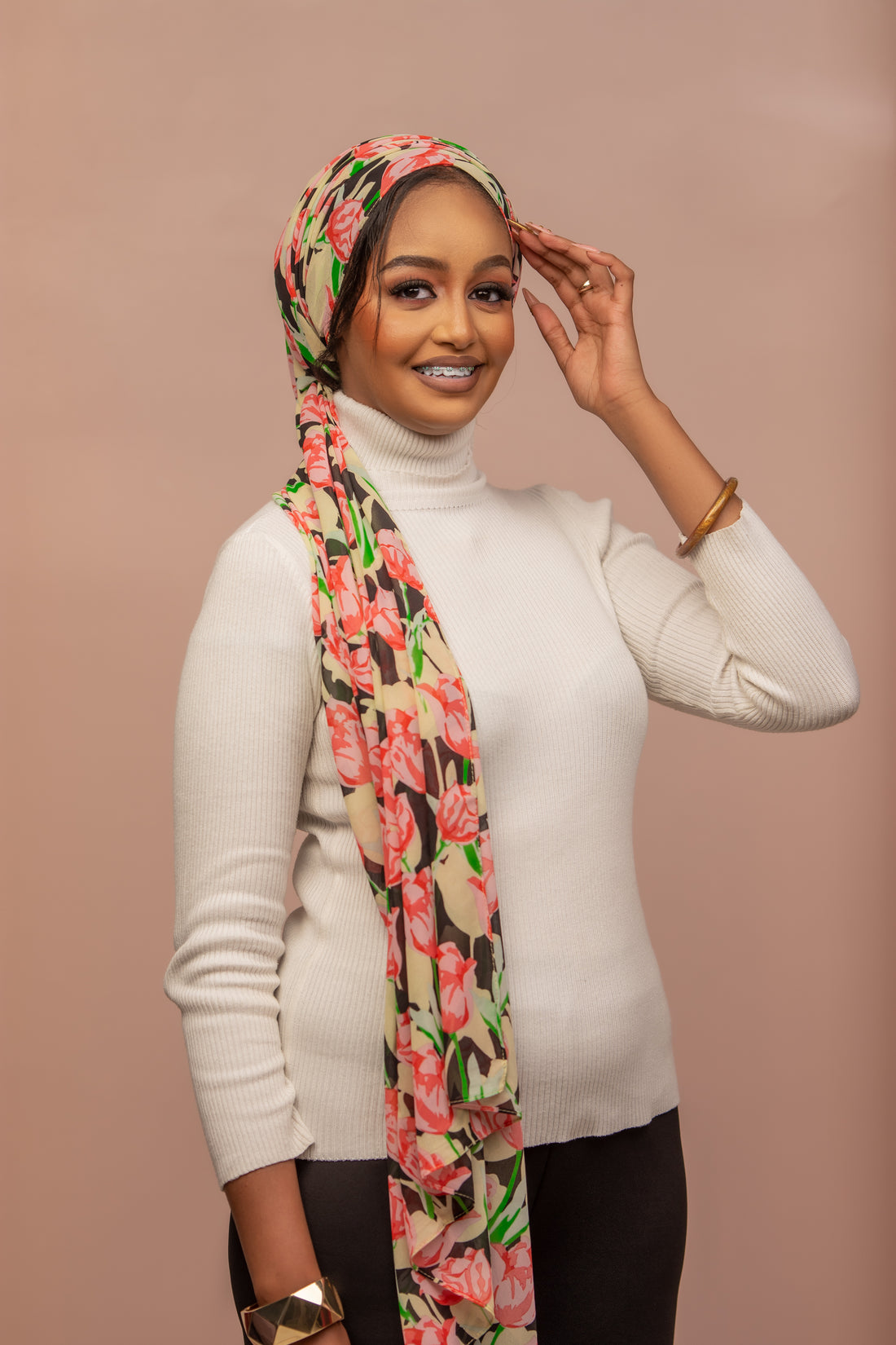 Floral green hijab