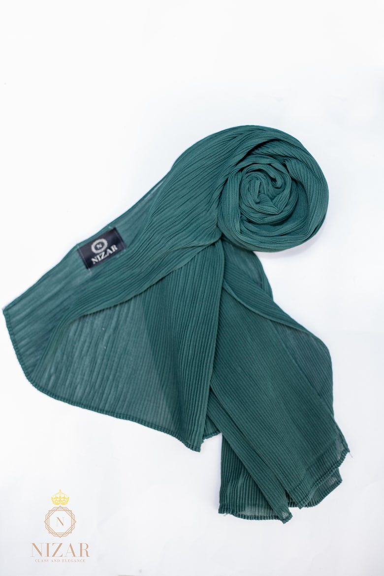 Crimped Chiffon-Forest Green Hijab
