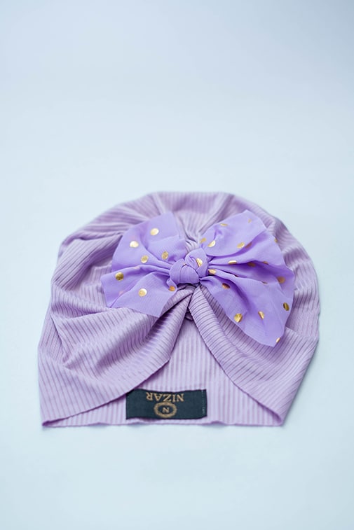 Baby Turban With Bow-Purple