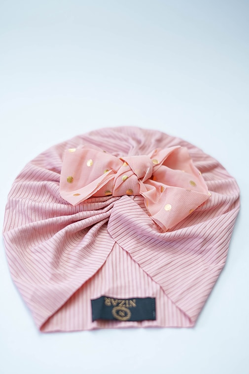 Baby Turban With  Bow-Peach