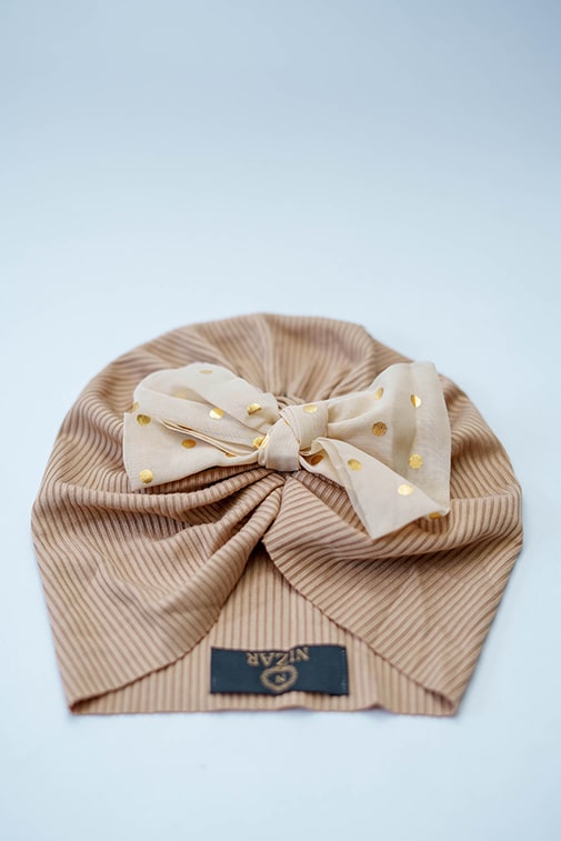 Baby Turban With Bow-Nude