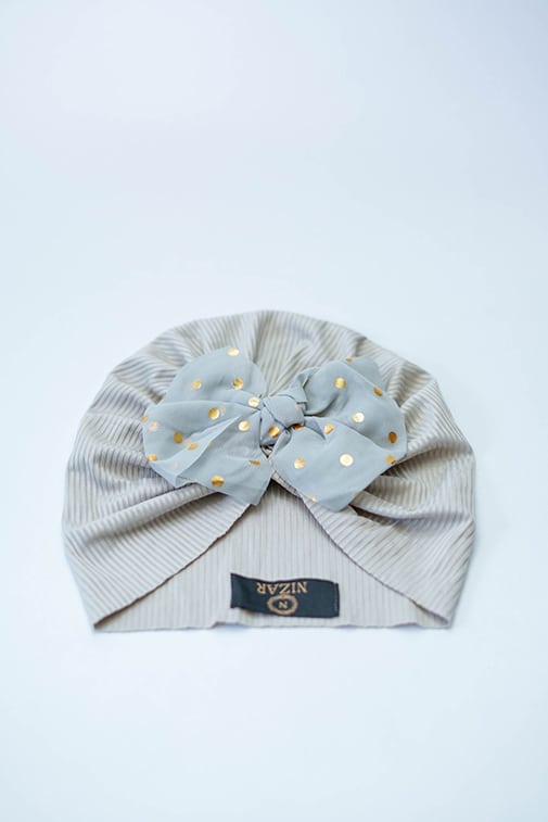 Baby Turban With Bow-Grey
