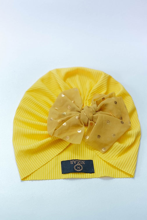 Baby Turban  With  Bow-Yellow