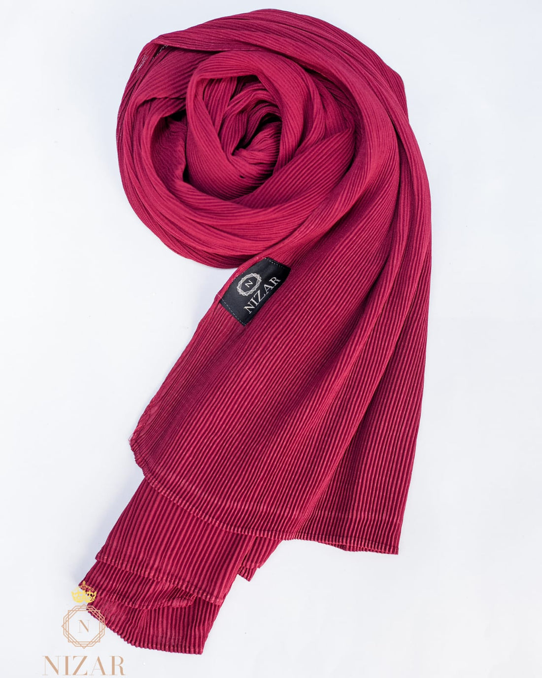 Crimped Chiffon-Maroon Hijab