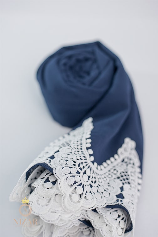 Knitted Chiffon-Navy Blue Hijab